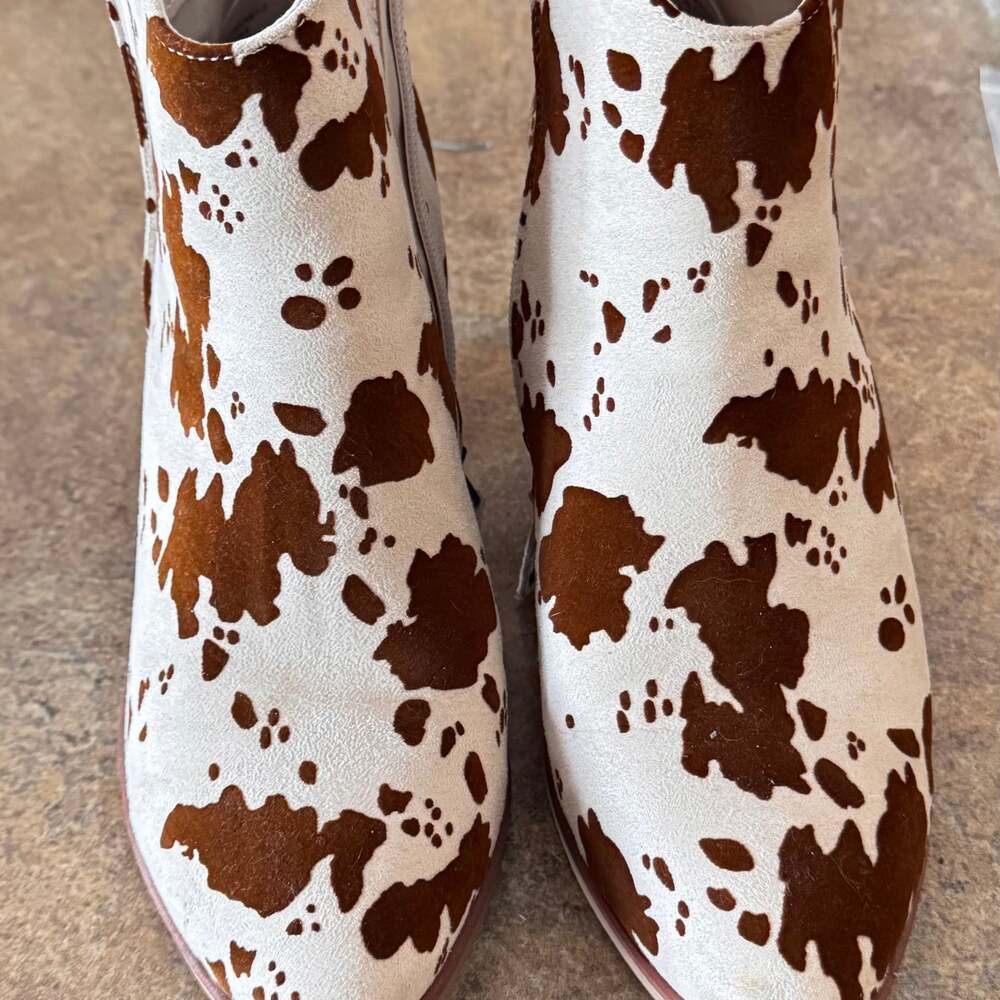 MIA cow print ankle boots size 8